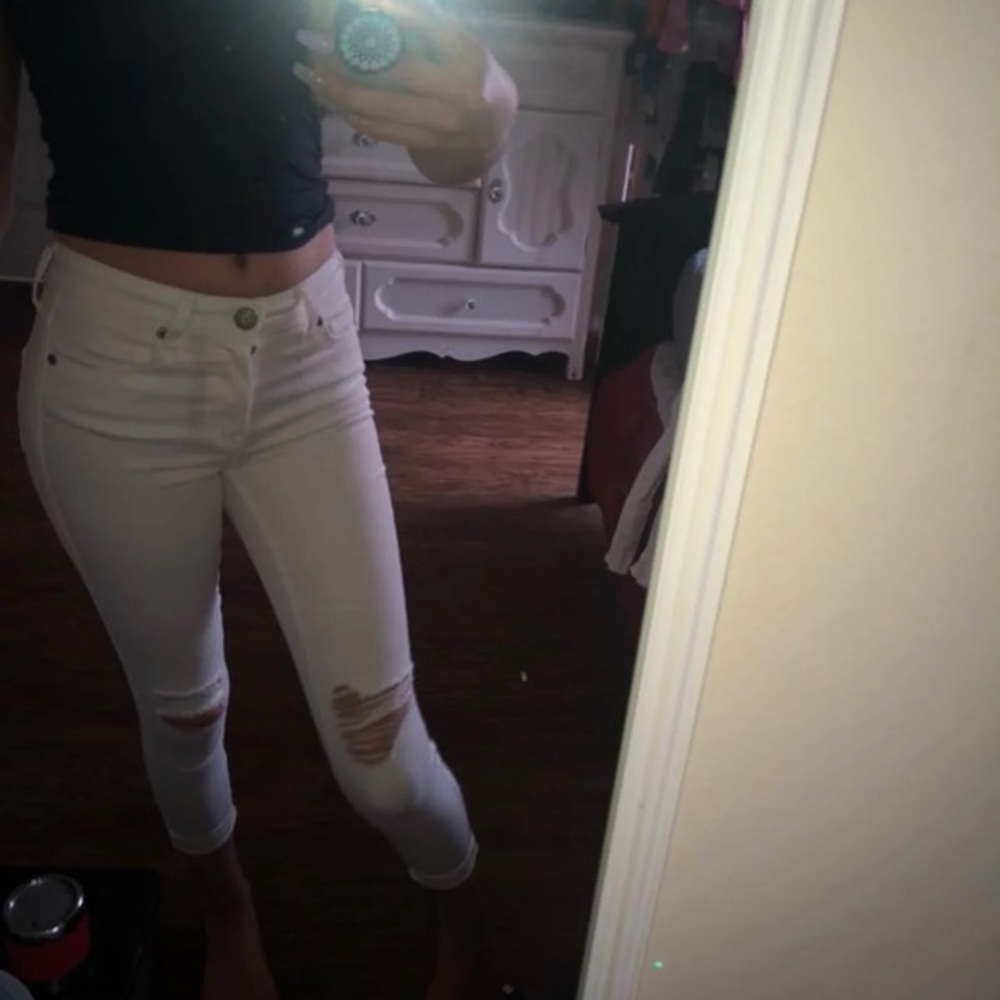 White ripped jeans